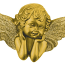 Grabkerze Weiß 40h ( Deckel und Druck Gold ) - Engel