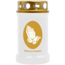 Grabkerze Weiß 40h (Deckel und Druck Gold) -...