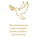 Grabkerze Weiß 170h (Deckel und Druck Gold) - Taube
