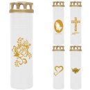 Grabkerze Weiß 170h (Deckel und Druck Gold) - Hände