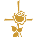 Grabkerze Weiß 100h ( Deckel und Druck Gold ) - Rose Kreuz