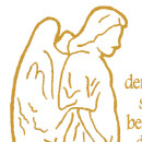 Grabkerze Weiß 100h (Deckel und Druck Gold) - Engel