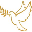 Grabkerze Weiß 100h (Deckel und Druck Gold) - Taube
