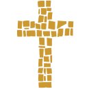 Grabkerze Weiß 100h (Deckel und Druck Gold) - Kreuz