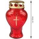 Grablicht aus Glas "Herz" Rot 13,5 cm