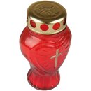 Grablicht aus Glas "Herz" Rot 13,5 cm