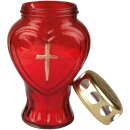 Grablicht aus Glas "Herz" Rot 13,5 cm