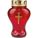 Grablicht aus Glas "Herz" Rot 17 cm