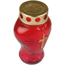 Grablicht aus Glas "Herz" Rot 17 cm