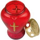 Grablicht aus Glas "Herz" Rot 17 cm