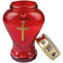 Grablicht aus Glas "Herz" Rot 17 cm