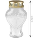 Grablicht aus Glas "Herz" Weiß 13,5 cm