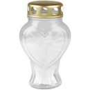 Grablicht Glas "Herz" Weiß 13,5 cm