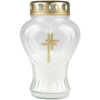 Grablicht aus Glas "Herz" Weiß 17 cm