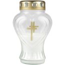 Grablicht aus Glas "Herz" Weiß 17 cm