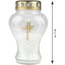 Grablicht aus Glas "Herz" Weiß 17 cm