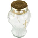 Grablicht aus Glas "Herz" Weiß 17 cm