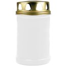 Grabkerze Rot/Weiß 48h (Deckel Gold) Weiß
