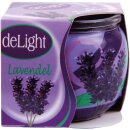 Duftkerze im Glas "Motiv" 22h Lavendel