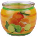 Duftkerze im Glas "Motiv" 22h Citrus Fruits