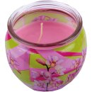 Duftkerze im Glas "Motiv" 22h Blütenzauber