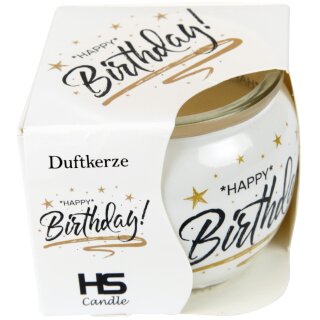 Duftkerze im Glas mit Spruch  Birthday