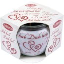 Duftkerze im Glas mit Spruch  Ich liebe Dich