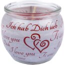 Duftkerze im Glas mit Spruch  Ich liebe Dich
