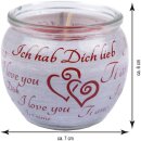 Duftkerze im Glas mit Spruch  Ich liebe Dich
