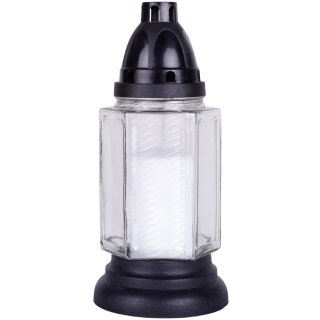 Grablaterne aus Glas inkl. Kerze Weiß