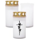 Tagebrenner Grabkerze Weiß 30h mit Deckel