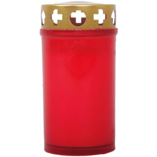 Tagebrenner Grabkerze Rot 30h mit Deckel