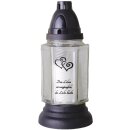 Grablicht aus Glas "6eck" inkl. Grabkerze 50h weiß Herz