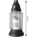 Grablicht aus Glas "6eck" inkl. Grabkerze 50h weiß Herz