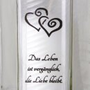 Grablicht aus Glas "6eck" inkl. Grabkerze 50h weiß Herz