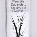 Grablicht aus Glas "6eck" inkl. Grabkerze 50h weiß Calla