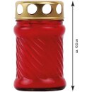 Grablicht aus Glas "Rille" Rot