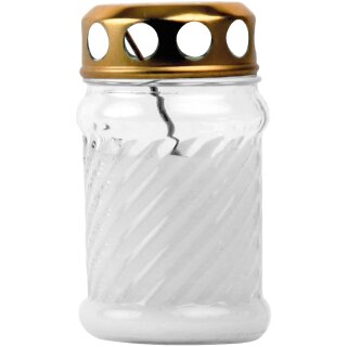 Grablicht aus Glas "Rille" Weiß