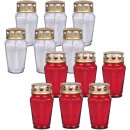 Grablicht aus Glas "Sechseck" 30h 6er-Pack Rot