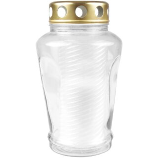 Grablicht im Glas inkl. Kerze 6eck Weiß