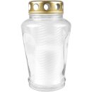 Grablicht im Glas inkl. Kerze 6eck Weiß