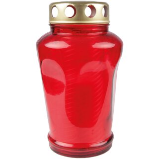 Grablicht im Glas inkl. Kerze 6eck Rot