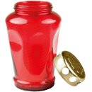 Grablicht im Glas inkl. Kerze 6eck Rot
