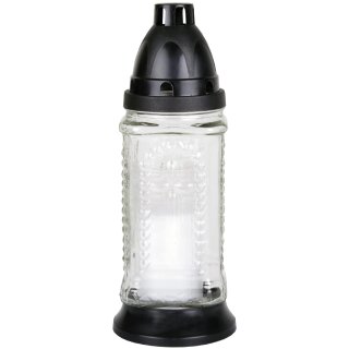 Grablaterne aus Glas inkl. Grabkerze 30h Turm Weiß