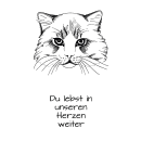 Grabkerze Weiß 170h ( Deckel Schwarz ) - Katze 2