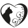 Grabkerze Weiß 170h ( Deckel Schwarz ) - Herz Schwarz