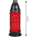 Grablaterne aus Glas inkl. Grabkerze 30h Turm Rot