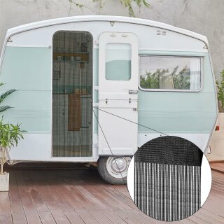 Fadengardine 56x185cm, Fadenvorhang für Wohnwagen in Schwarz