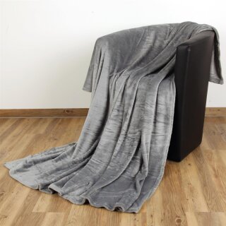 Kuscheldecke "Celina" Mikrofaser flauschig weich Grau 150x200 cm