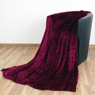 Kuscheldecke "Celina" Mikrofaser Aubergine 180x220 cm